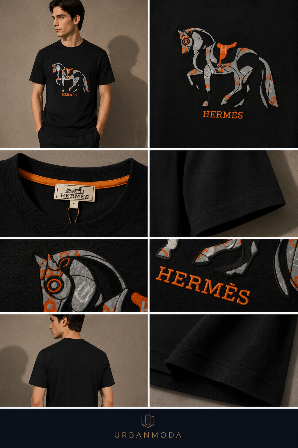 Hermès-Inspired Premium Black T-Shirt
