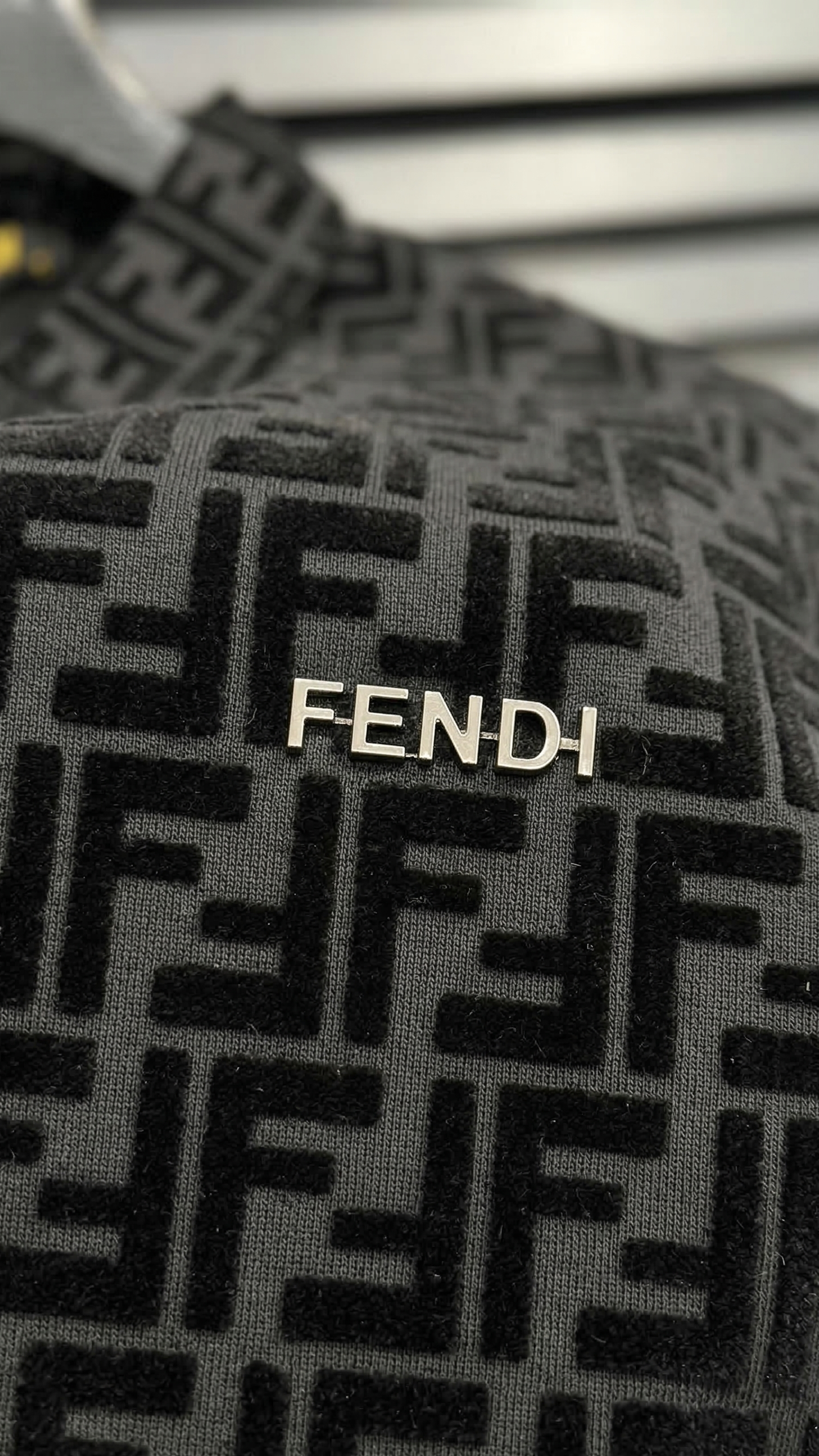 Fendi-Inspired Monogram Black Polo Shirt