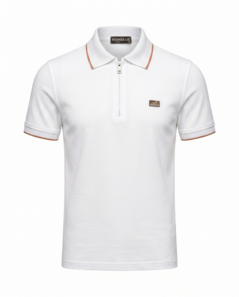 Hermes White Zip Polo – Elevated Everyday Luxury