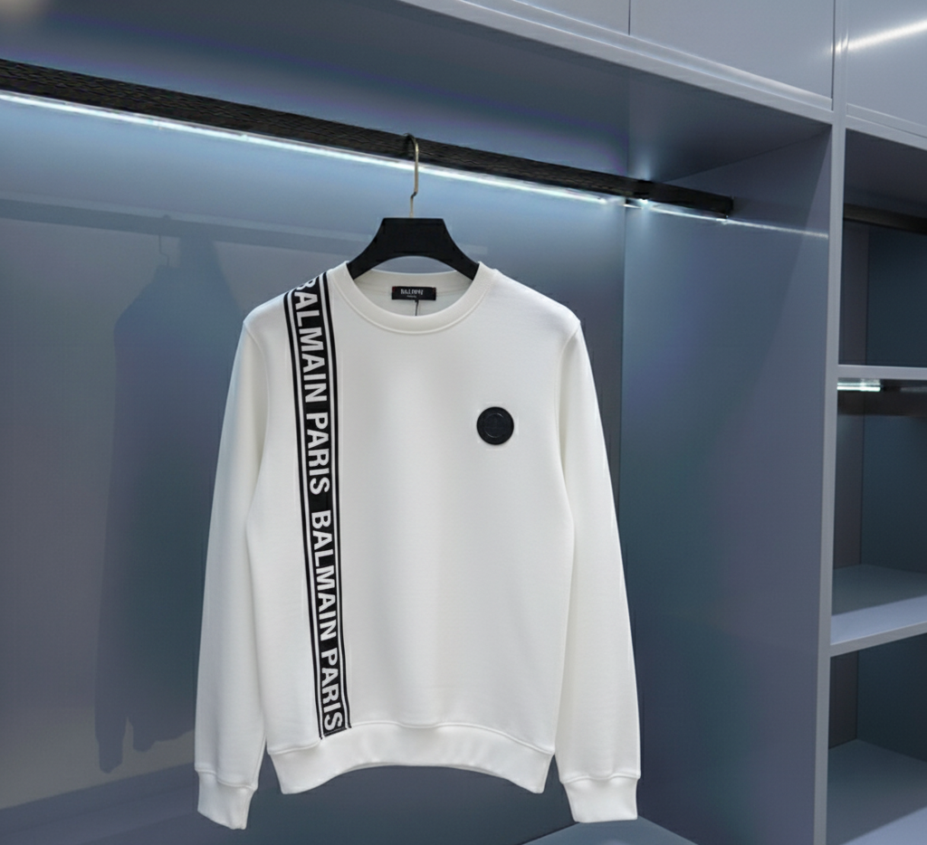 Balmain Paris White Crewneck Sweatshirt