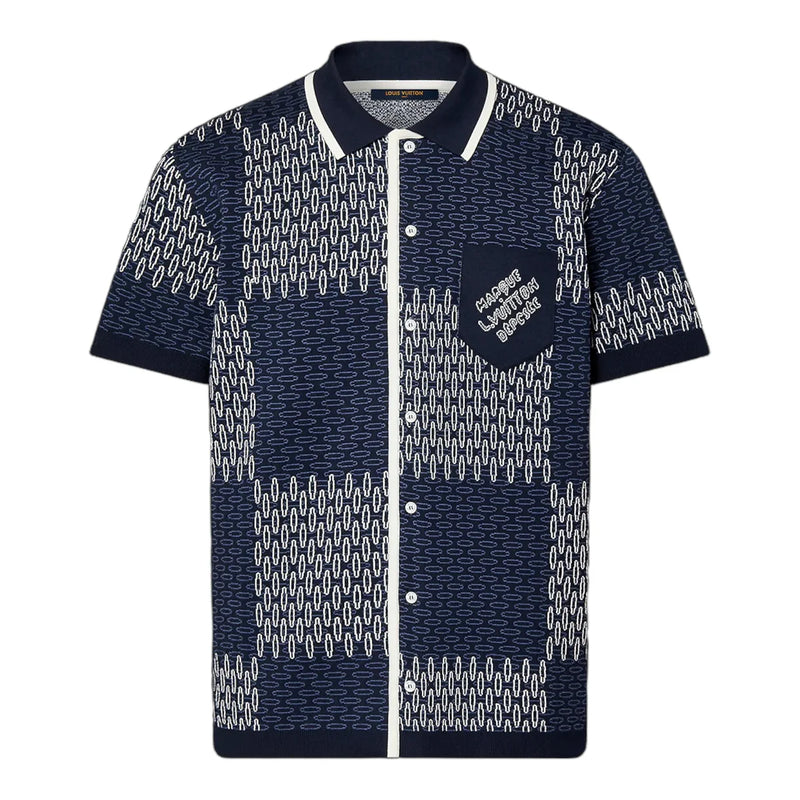 L V Knit Polo Shirt – Navy Blue