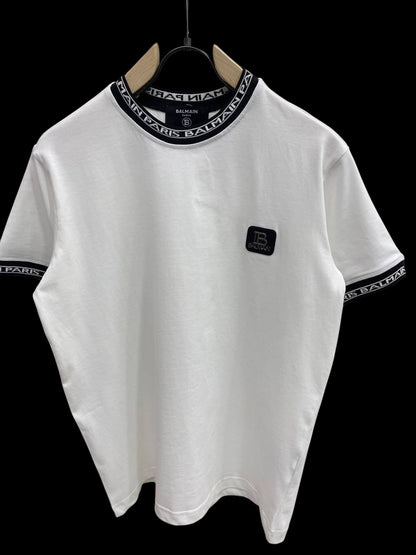 Balmain Paris Logo Trim T-Shirt – White