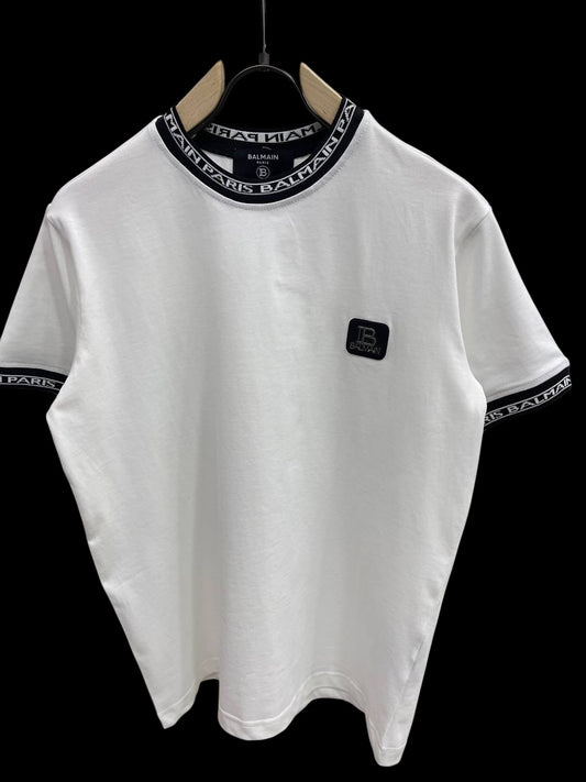 Balmain Paris Logo Trim T-Shirt – White
