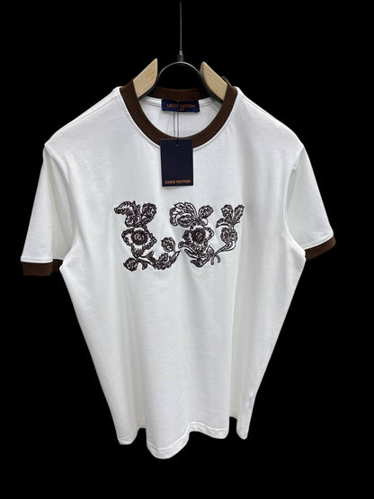 Louis Vuitton Floral Embroidered T-Shirt –  White