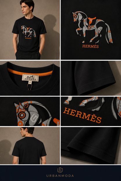 Hermès-Inspired Premium Black T-Shirt