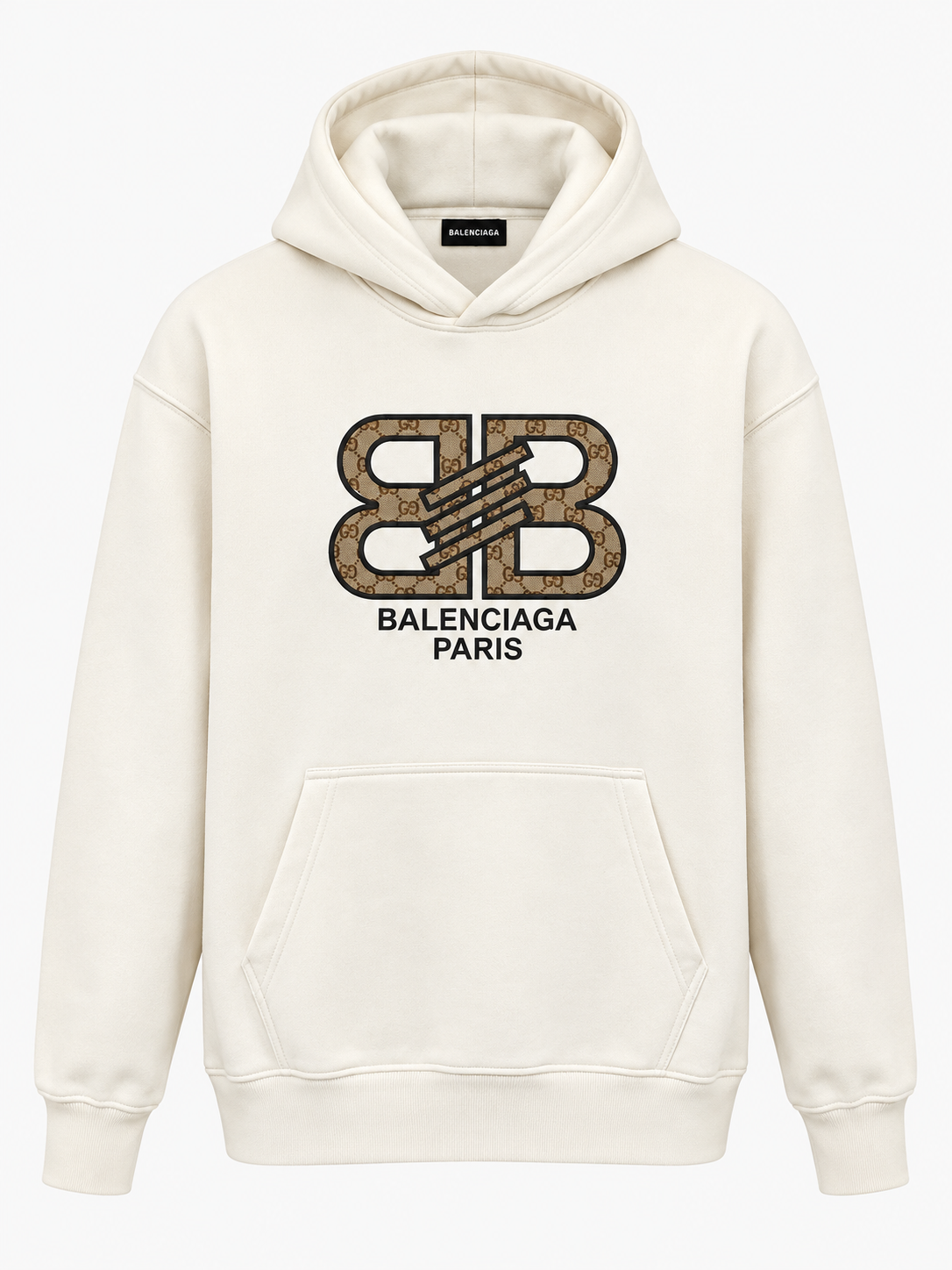 Balenciaga White Hoodie  with Gucci-Inspired Logo (Heavy)