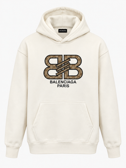 Balenciaga White Hoodie  with Gucci-Inspired Logo (Heavy)