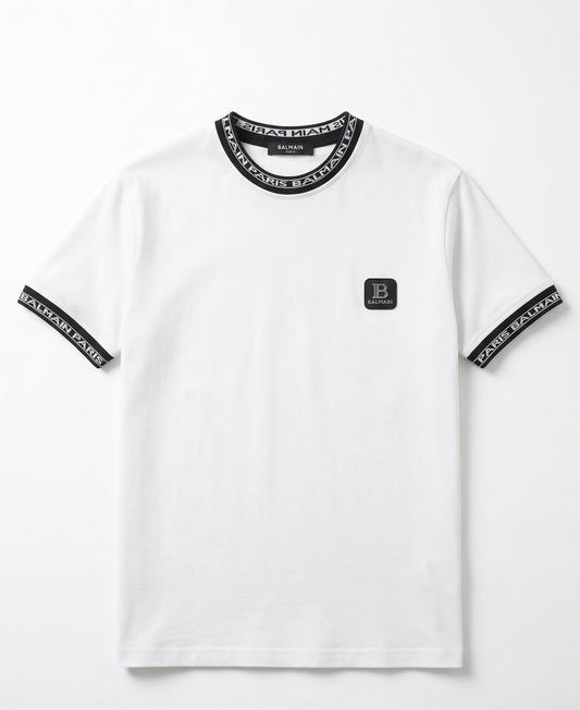 Balmain Paris Logo Trim T-Shirt – White