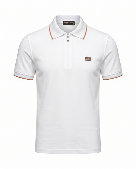 Hermes White Zip Polo – Elevated Everyday Luxury