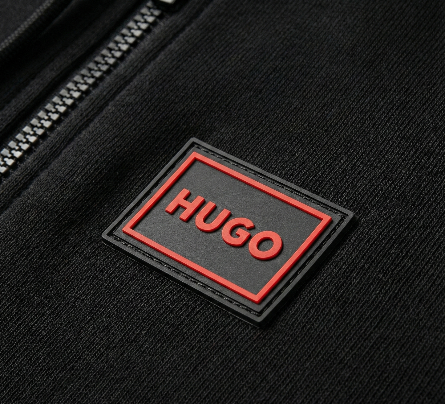 Hugo Black Zip-Up jacket – Signature Red Sleeve Logo