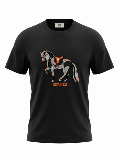 Hermès-Inspired Premium Black T-Shirt