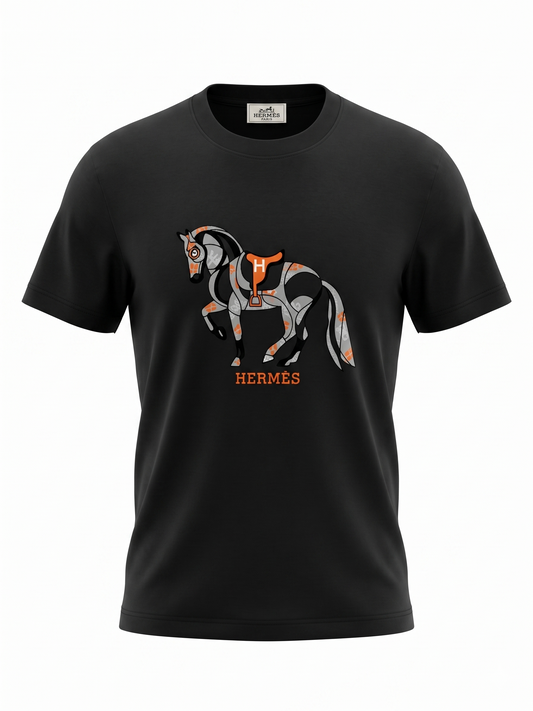 Hermès-Inspired Premium Black T-Shirt