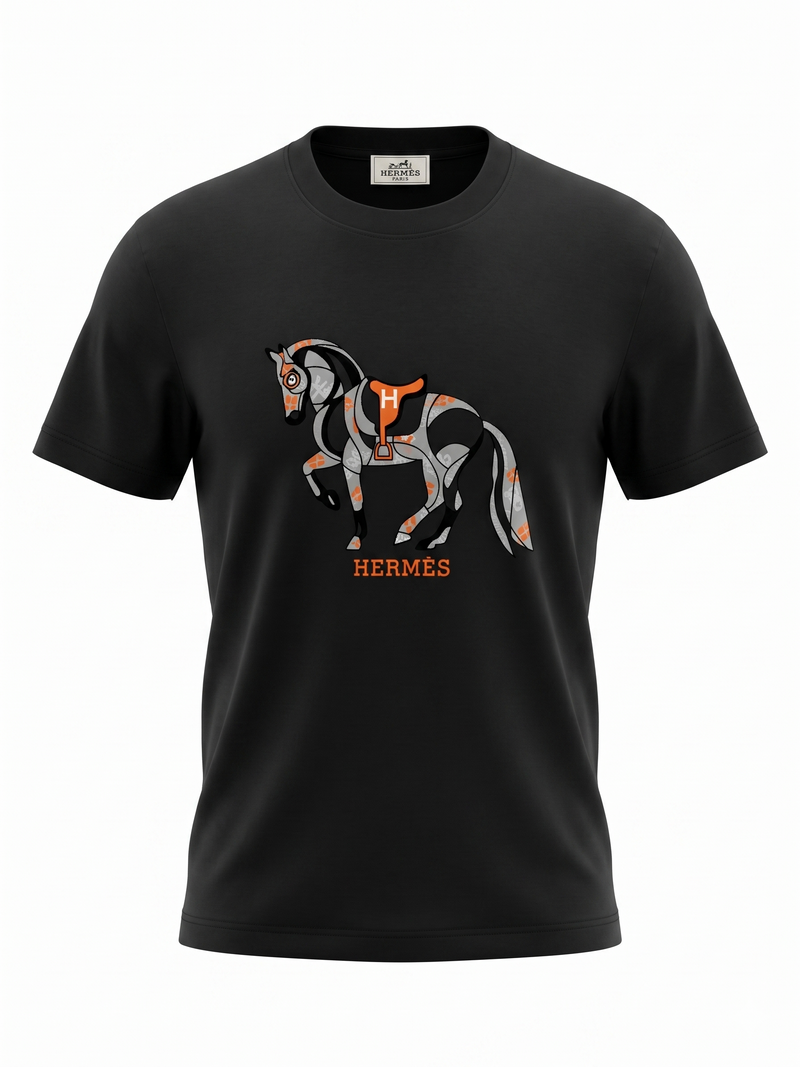 Hermès-Inspired Premium Black T-Shirt