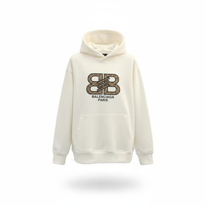Balenciaga White Hoodie with Gucci-Inspired Logo