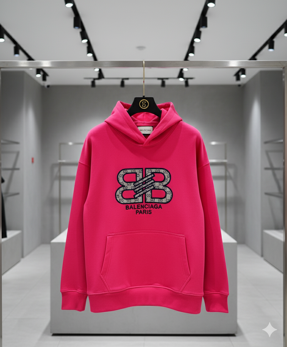 Balenciaga Red Hoodie with Gucci-Inspired Logo