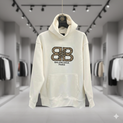 Balenciaga White Hoodie with Gucci-Inspired Logo