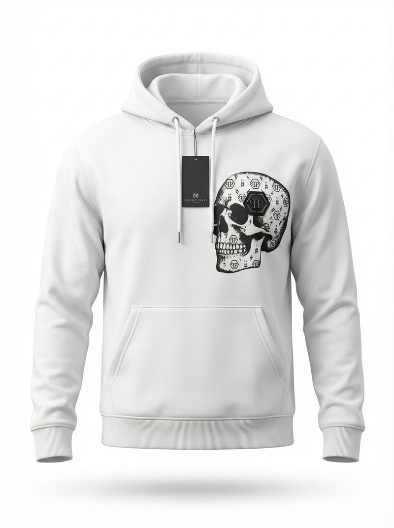 Philipp Plein White Skull Hoodie