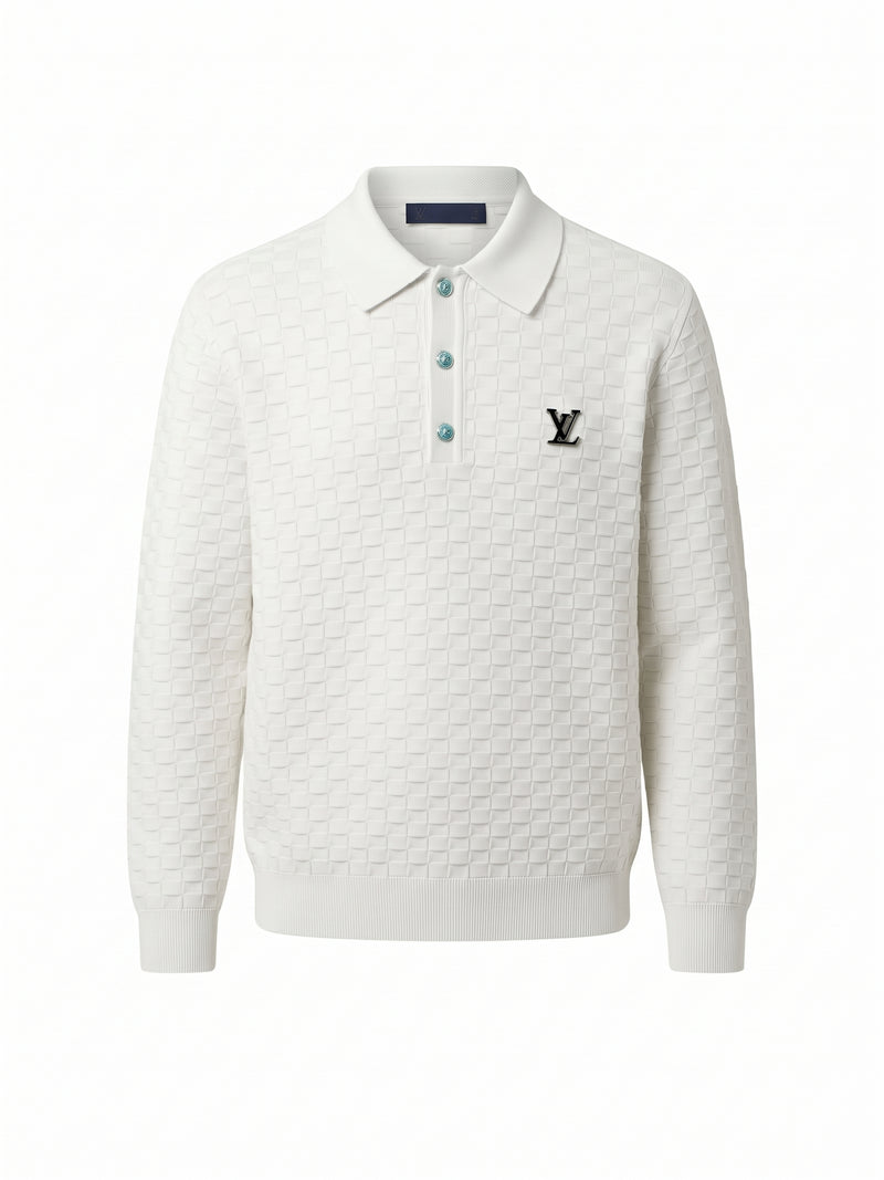 Louis Vuitton Textured 'Treiko' Knit Polo – white