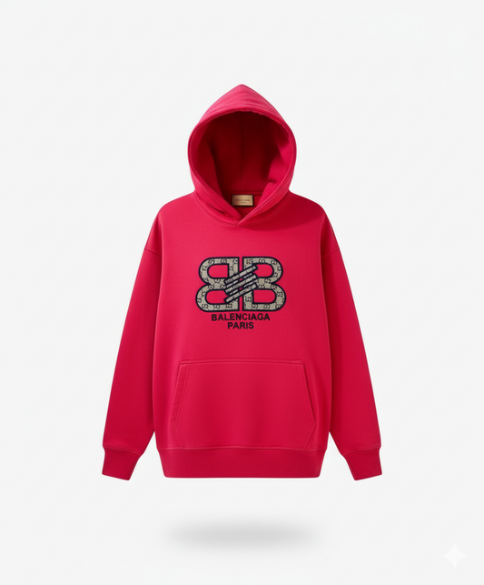 Balenciaga Red Hoodie with Gucci-Inspired Logo