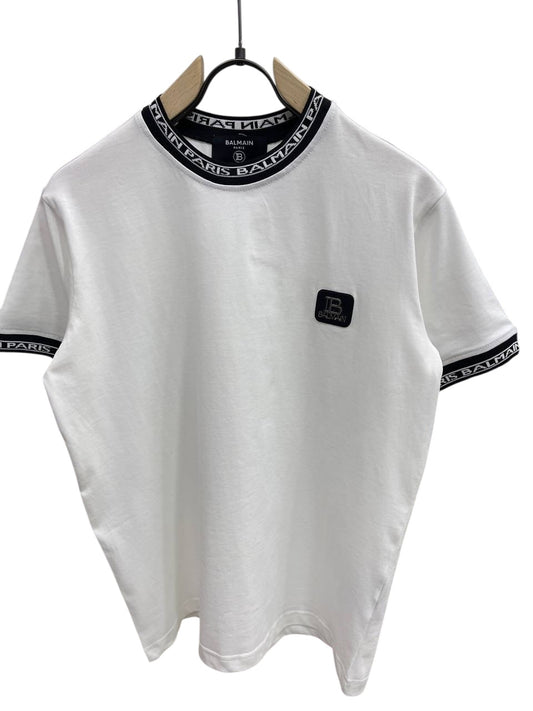Balmain Paris Logo Trim T-Shirt – White