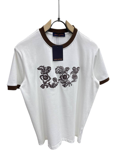 Louis Vuitton Floral Embroidered T-Shirt –  White