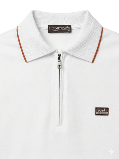 Hermes White Zip Polo – Elevated Everyday Luxury