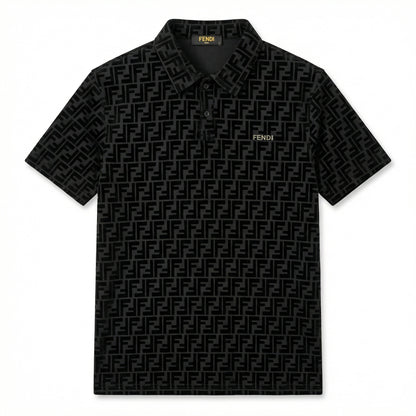 Fendi-Inspired Monogram Black Polo Shirt