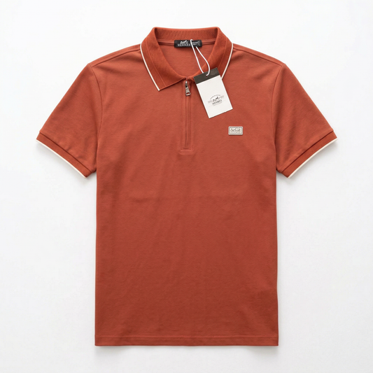 Hermes Burnt Orange Zip Polo – Elevated Everyday Luxury
