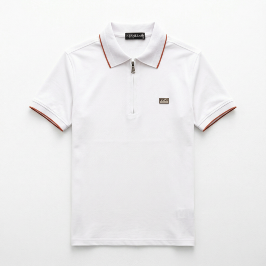 Hermes White Zip Polo – Elevated Everyday Luxury