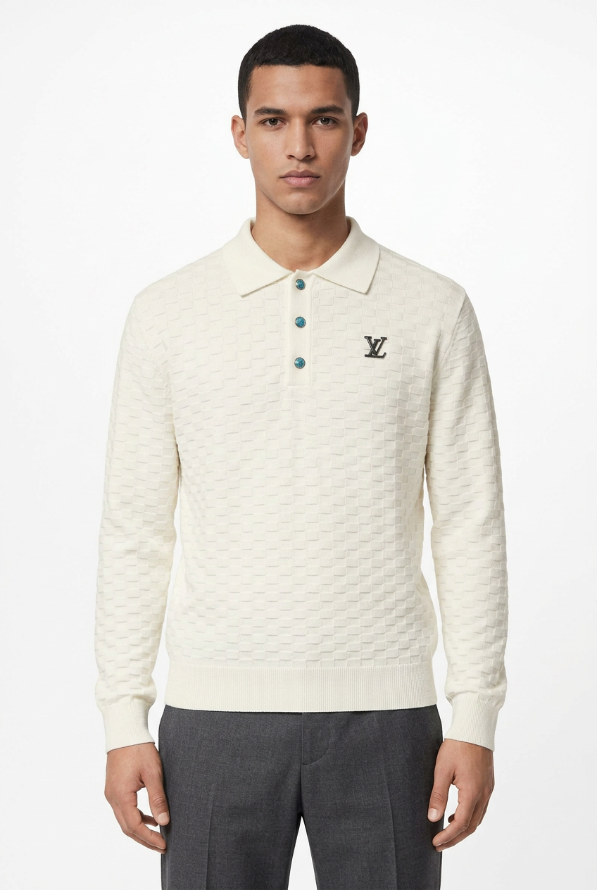 Louis Vuitton Textured 'Treiko' Knit Polo –  Creamy