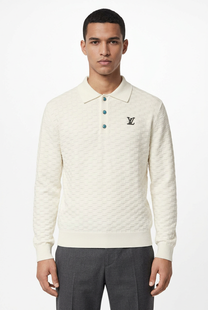 Louis Vuitton Textured 'Treiko' Knit Polo –  Creamy